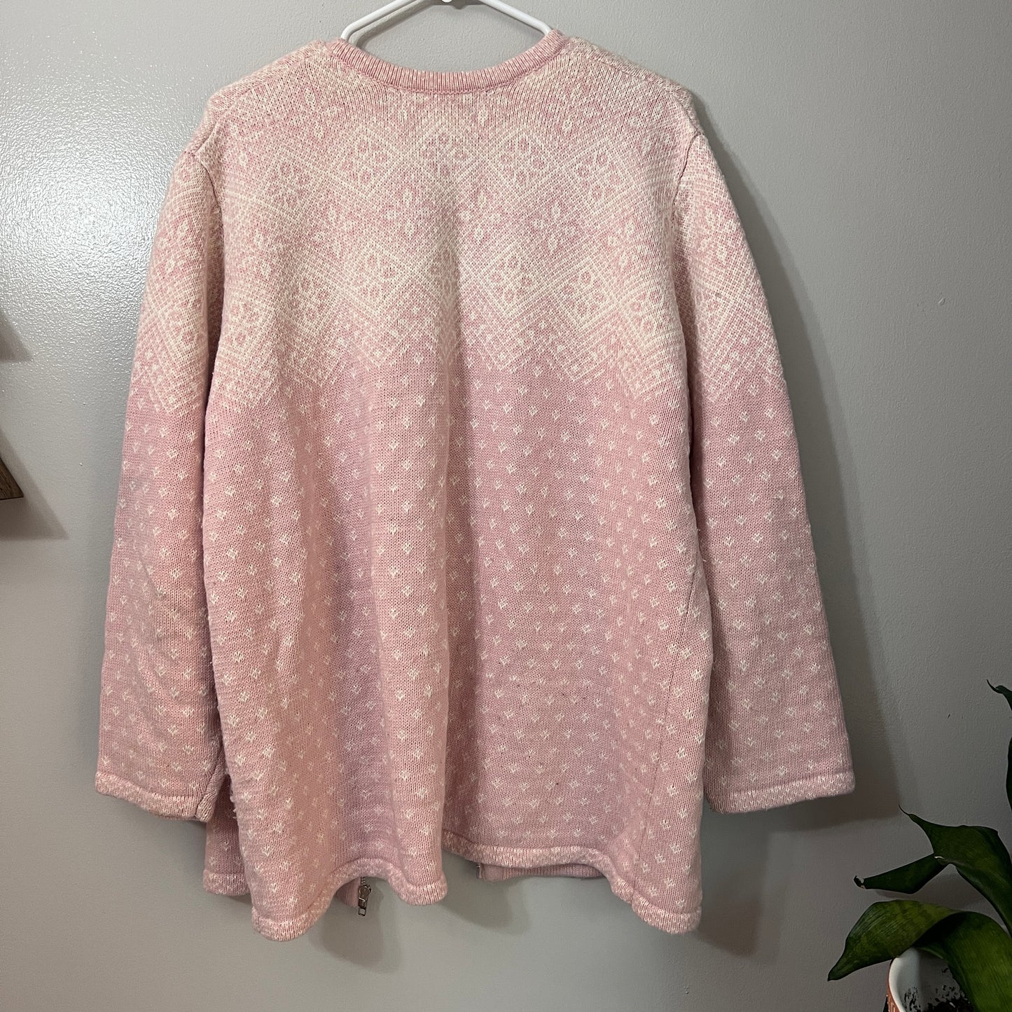 Vintage Sag Harbor Fair Isle Knit Zip Up Sweater