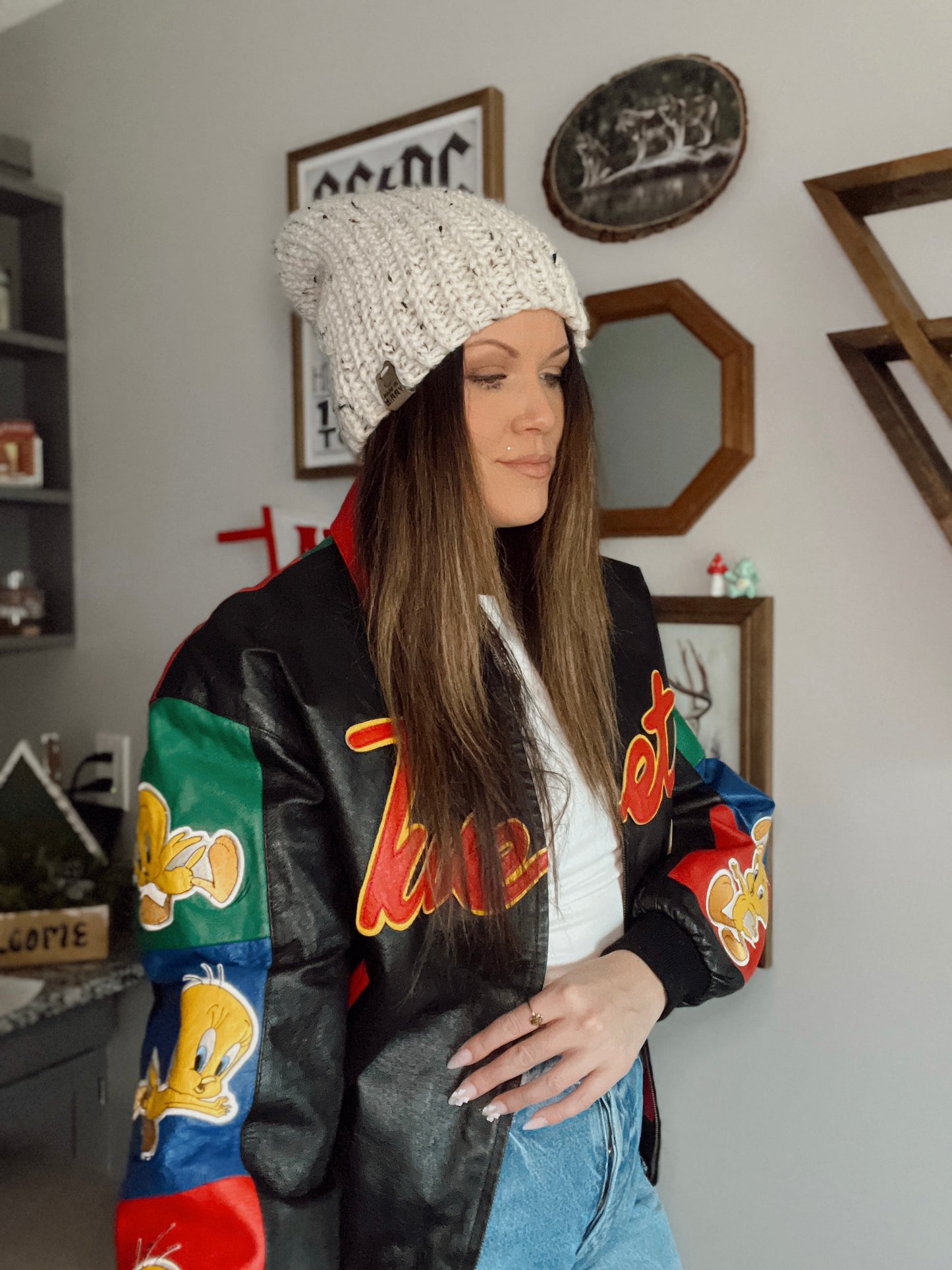 Vintage '90s Looney Tunes Leather Tweety Jacket