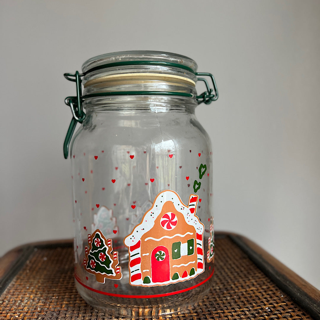 Vintage Gingerbread House Large Glass Canister