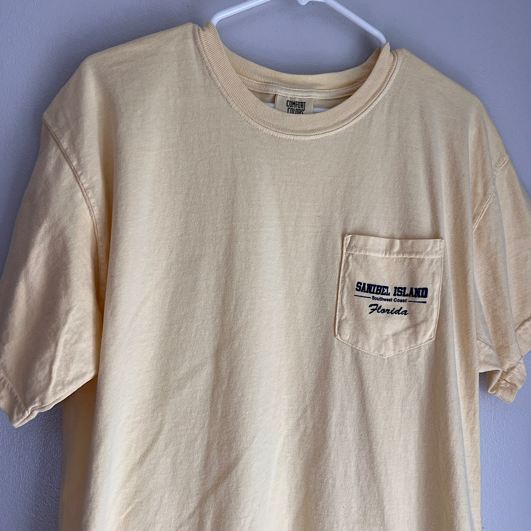 Sanibel Island Florida Butter Yellow Pocket T-Shirt