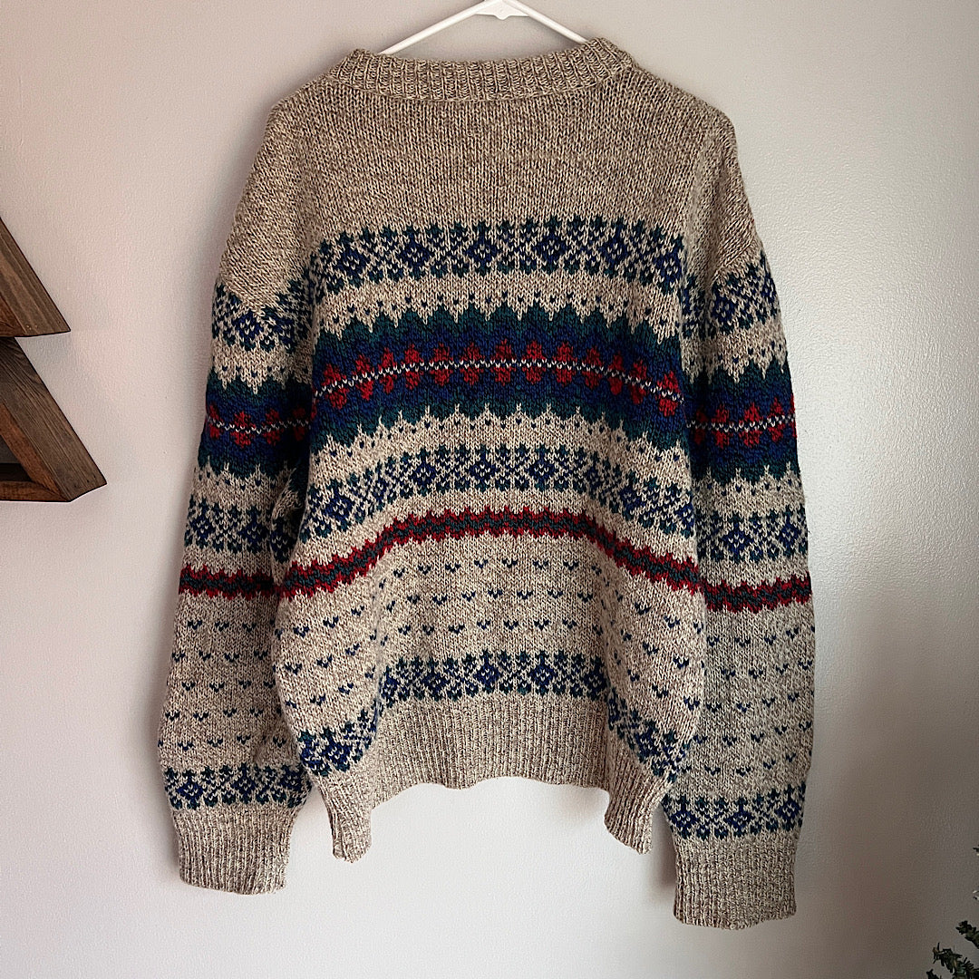 Vintage Fair Isle Wool Knit Sweater