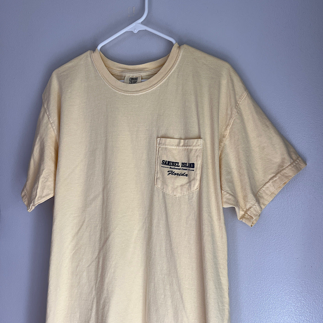 Sanibel Island Florida Butter Yellow Pocket T-Shirt