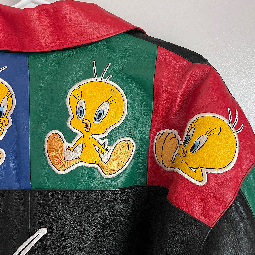 Vintage '90s Looney Tunes Leather Tweety Jacket
