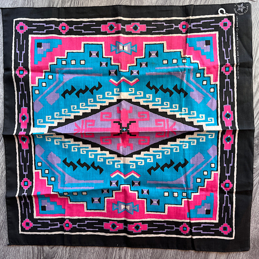 Vintage Wamcraft Made in USA Tribal Print Scarf Bandana