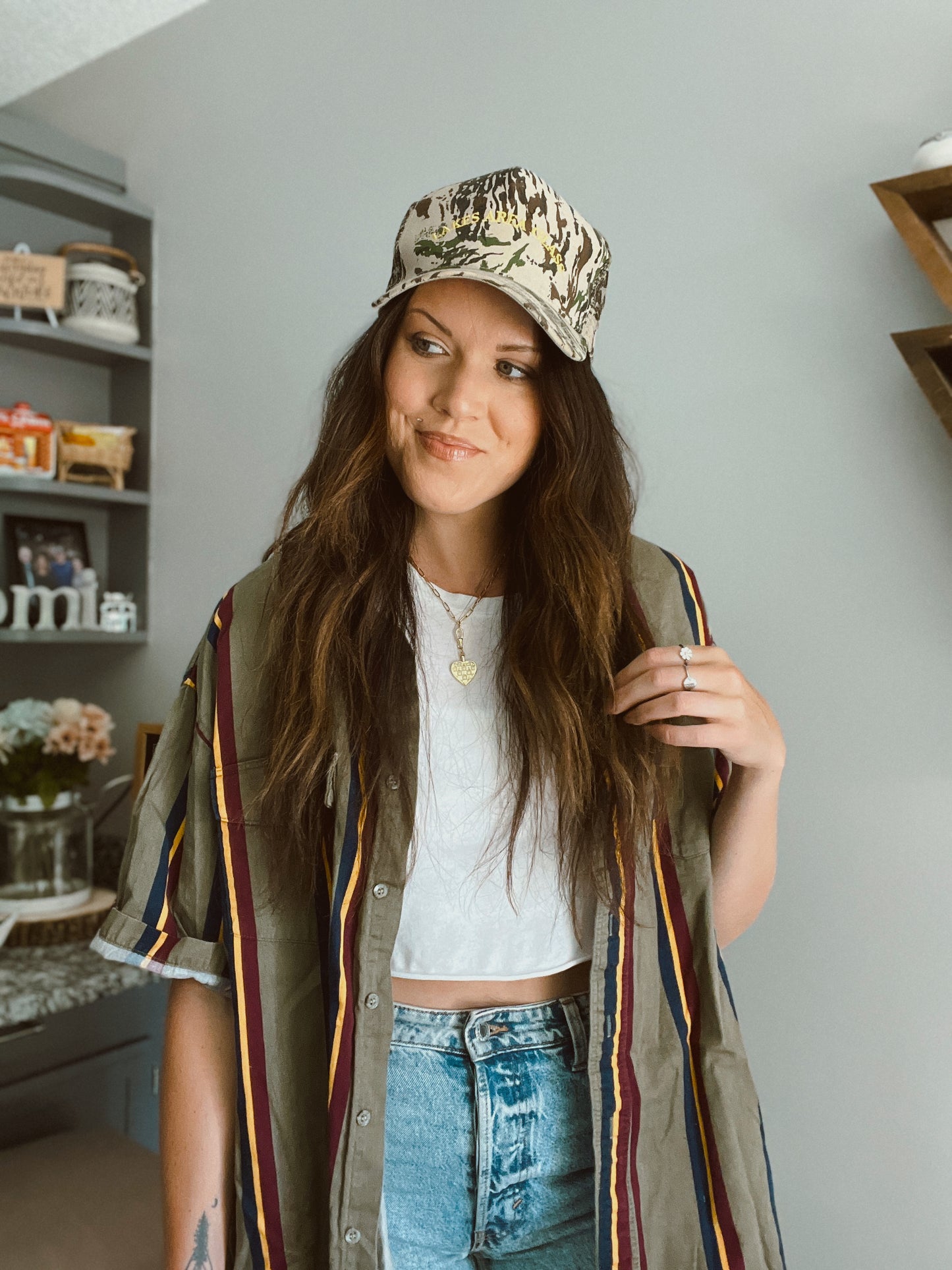 Vintage Camo Lakes Area Glass Embroidered Hat