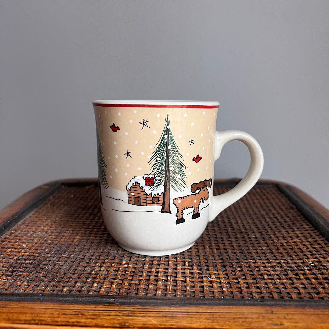 Vintage Moose Cabin Winter Mug