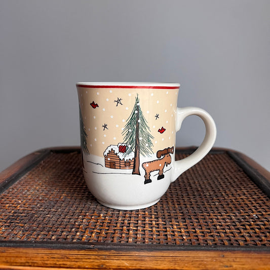 Vintage Moose Cabin Winter Mug