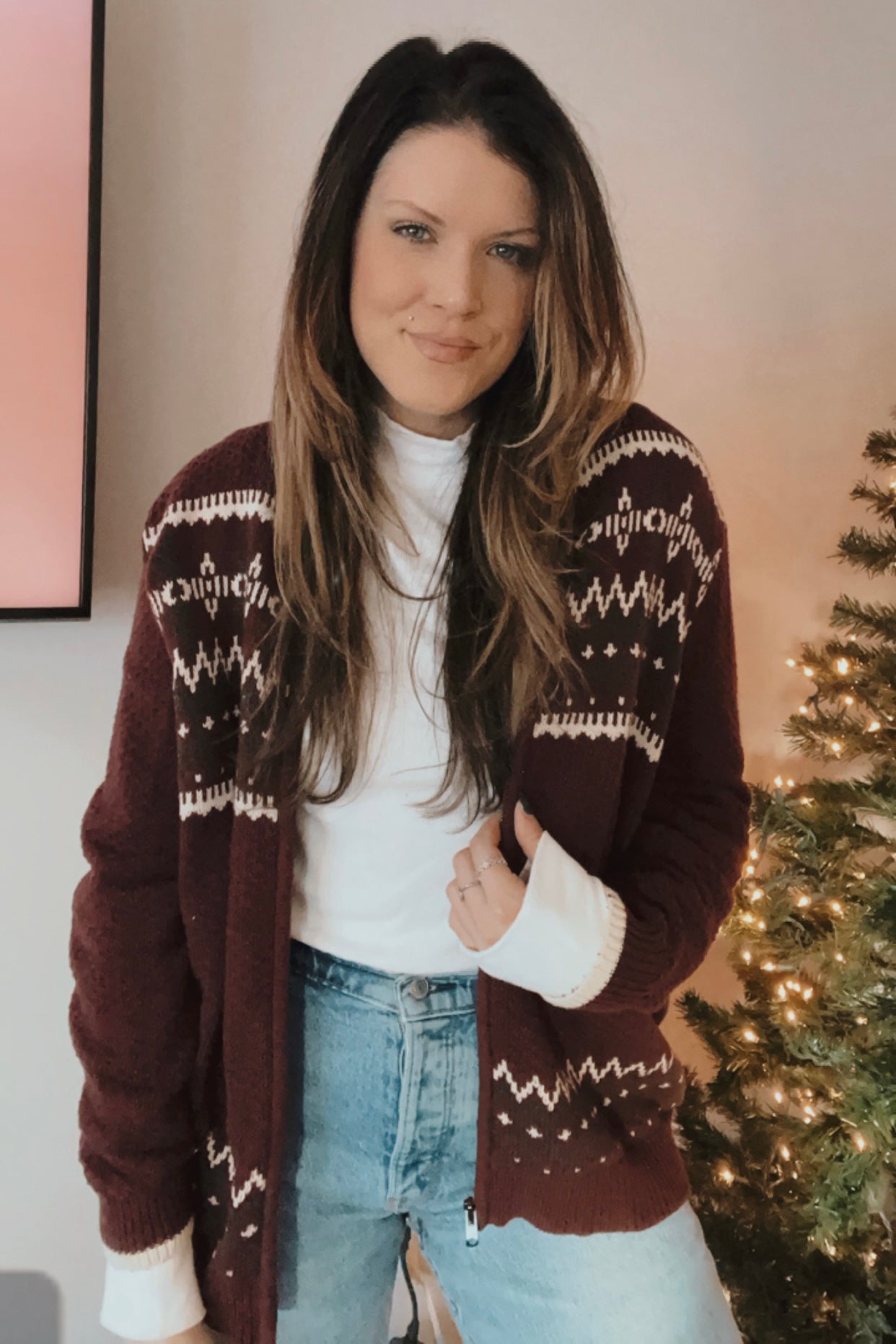 Vintage NorthCrest Fair Isle Zip Sweater