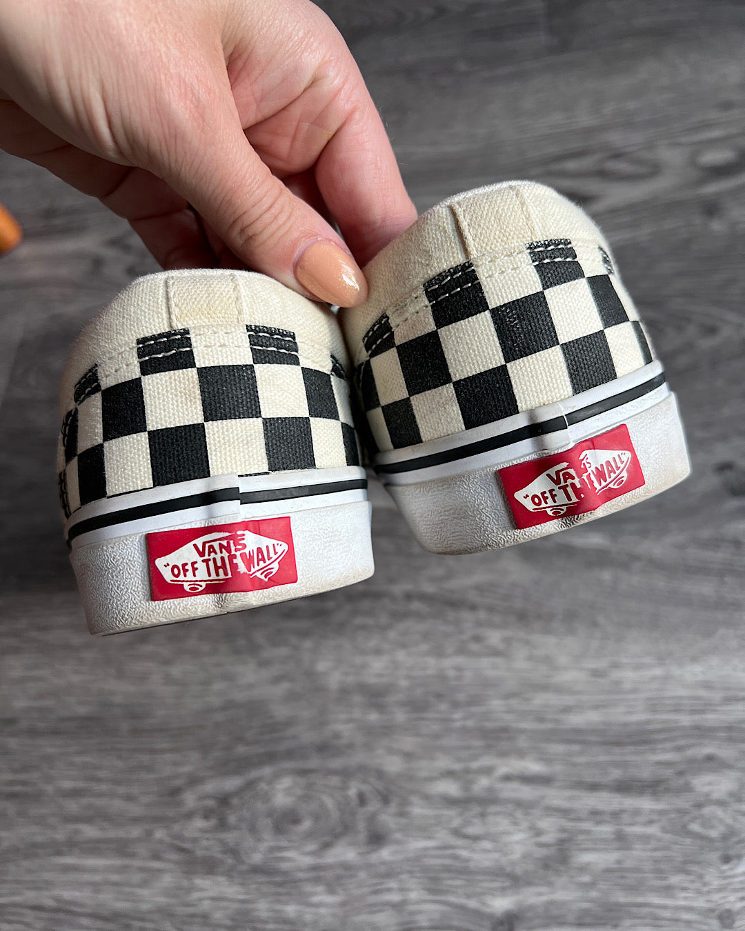 Vans Black and White Checkerboard Slip Ons (men's 8.5, women's 10)