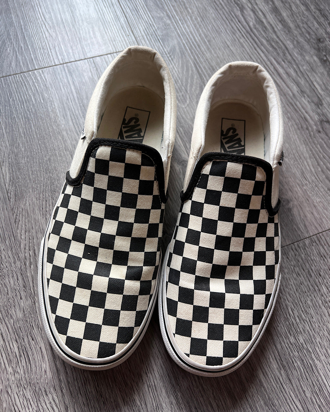 Vans Black and White Checkerboard Slip Ons (men's 8.5, women's 10)