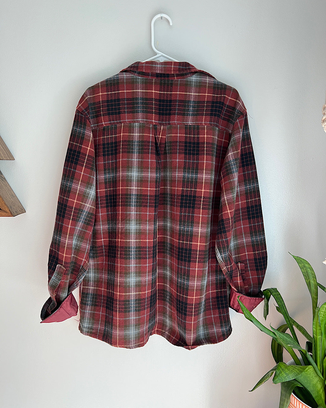 Vintage Maroon & Black Plaid Button Up