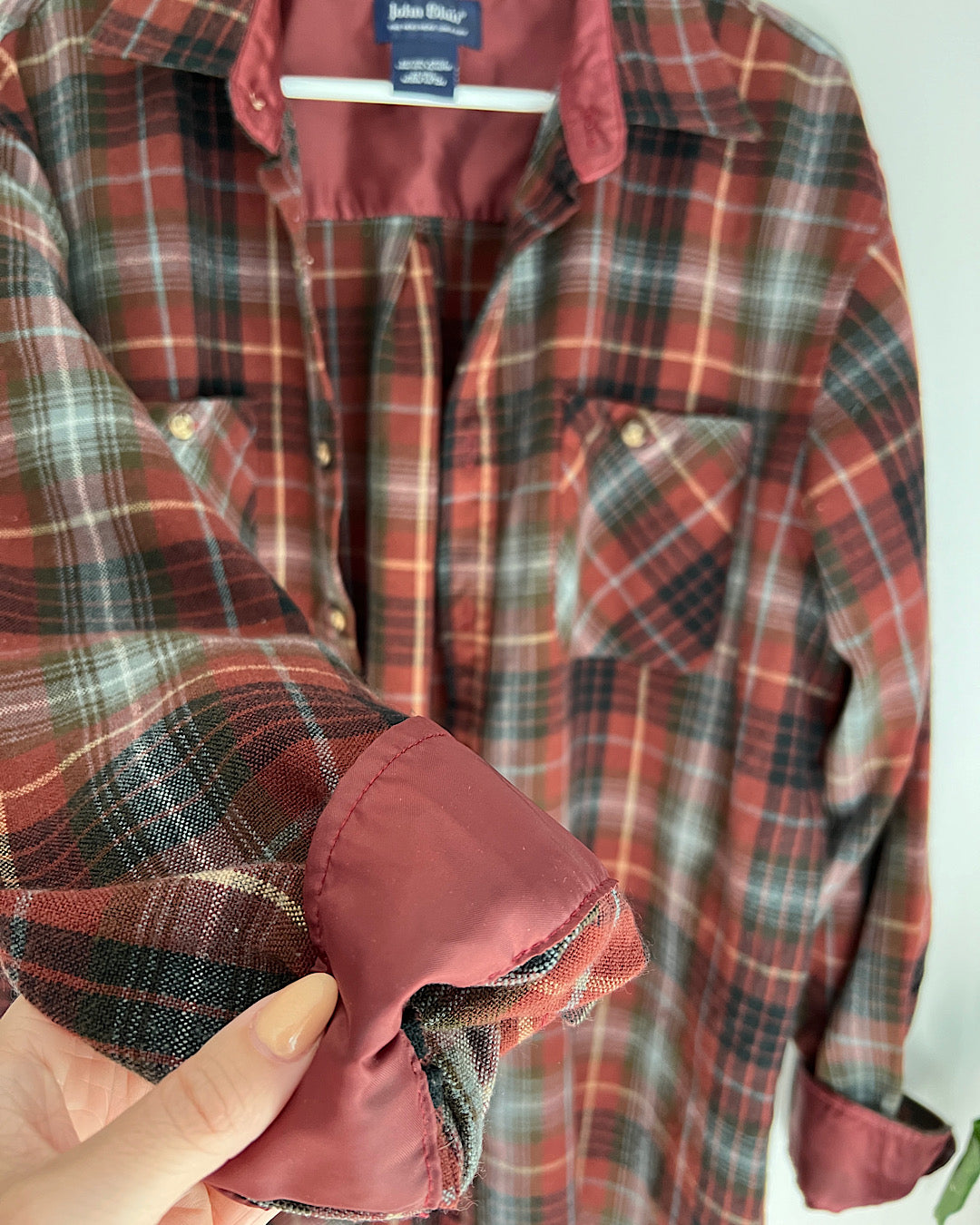 Vintage Maroon & Black Plaid Button Up