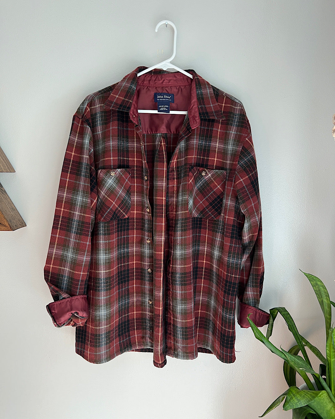 Vintage Maroon & Black Plaid Button Up