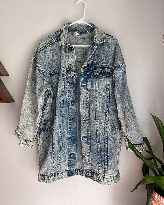 Vintage Union Bay Long Acid Wash Denim Jacket