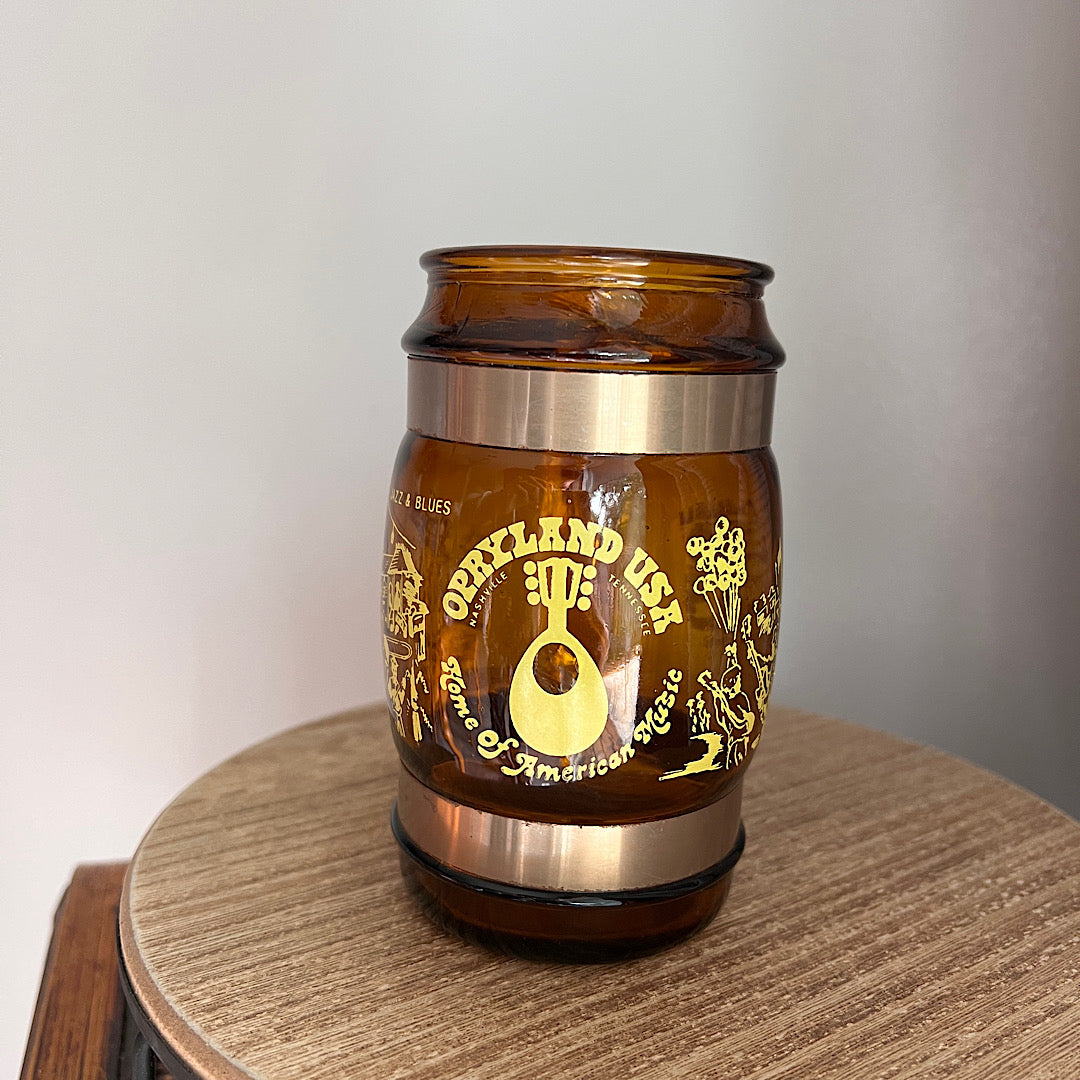 Opryland USA Tennessee Barrel Amber Glass Mug