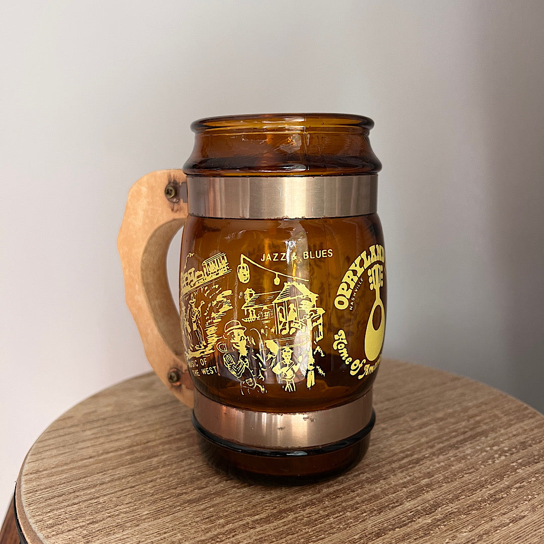 Opryland USA Tennessee Barrel Amber Glass Mug
