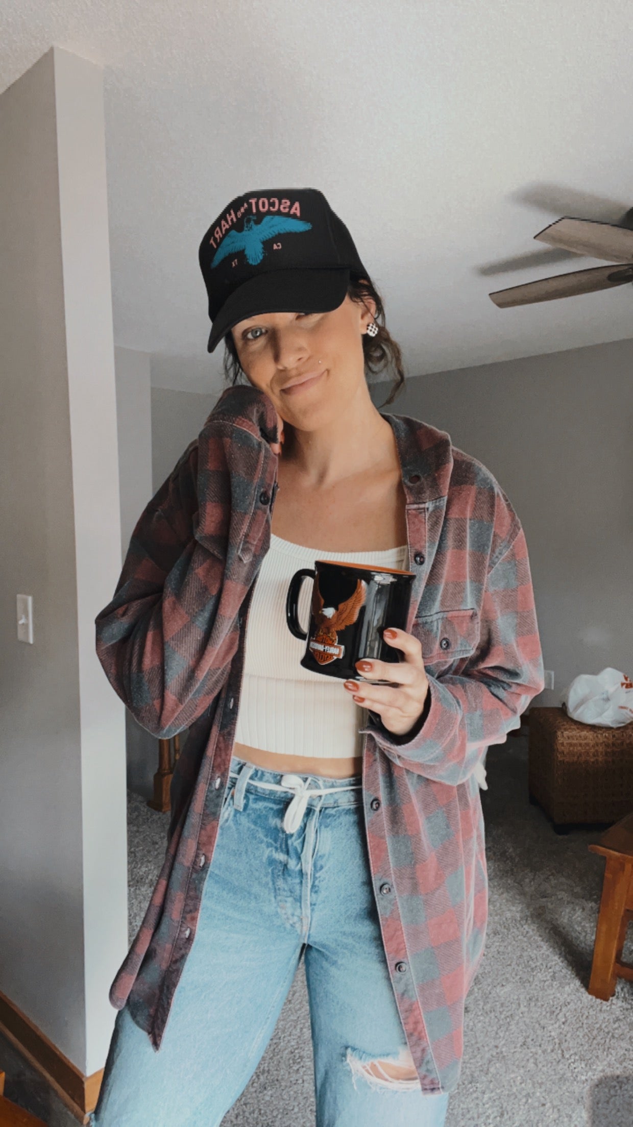 Buffalo Plaid Sweatshirt Style Button Up