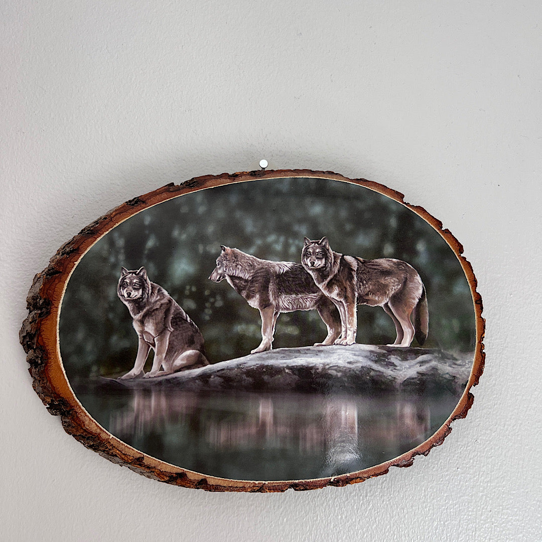 Vintage Wolves Wooden Wall Hanging