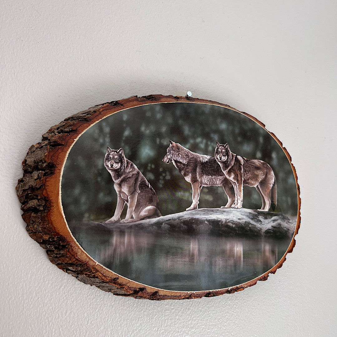 Vintage Wolves Wooden Wall Hanging