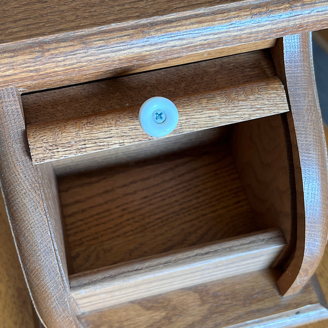 Vintage Wooden Roll Top Butterfly Recipe Box