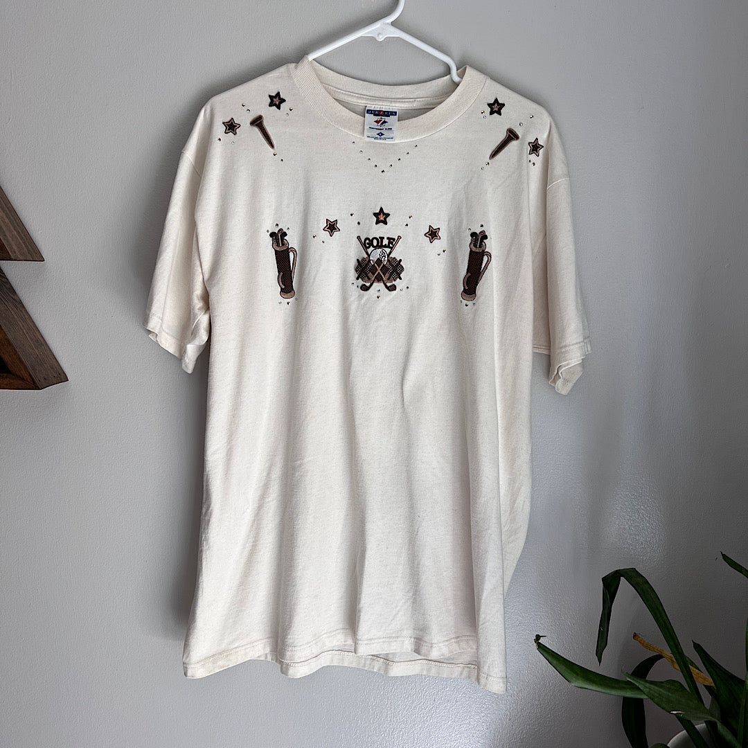 Vintage Golf Embroidered Decorative T-Shirt