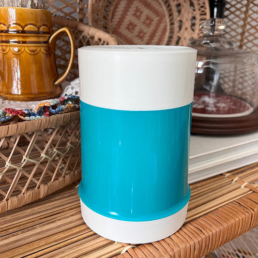 Vintage Thermos Food Jar Teal & White