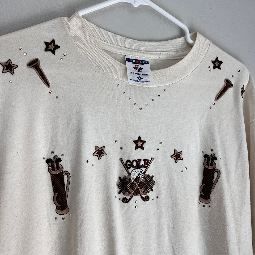 Vintage Golf Embroidered Decorative T-Shirt