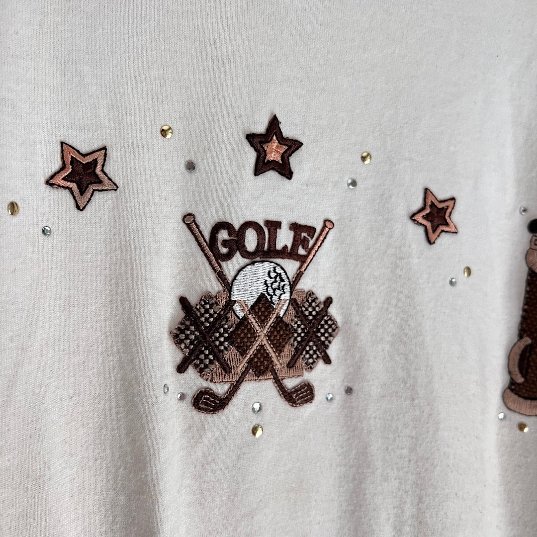 Vintage Golf Embroidered Decorative T-Shirt