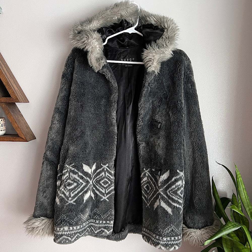 Vintage Faux Fur Patterned Coat
