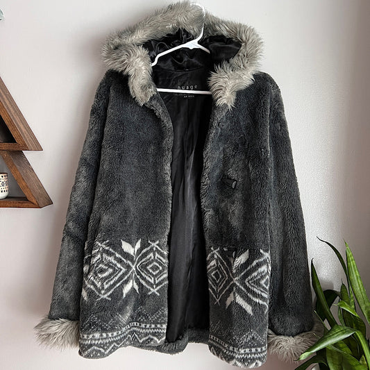 Vintage Faux Fur Patterned Coat