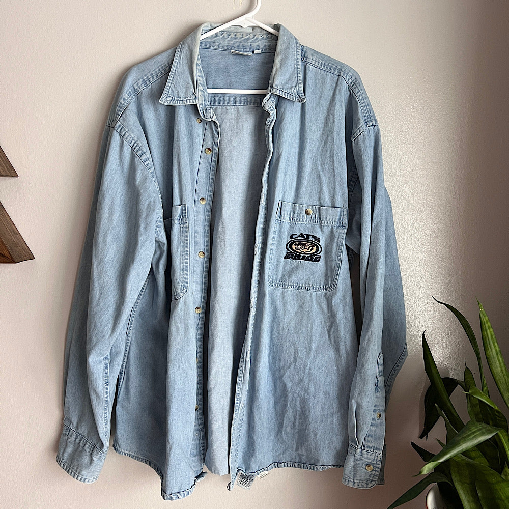 Vintage Arctic Cat Embroidered Denim Button Up