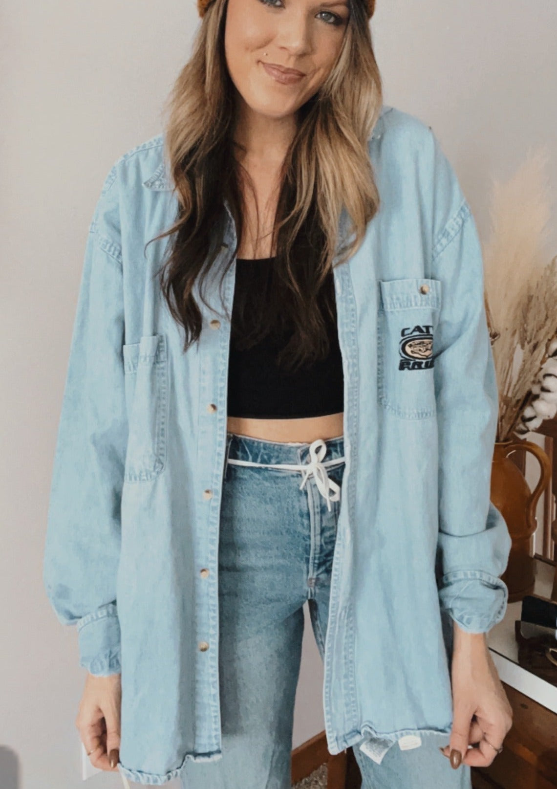 Vintage Arctic Cat Embroidered Denim Button Up