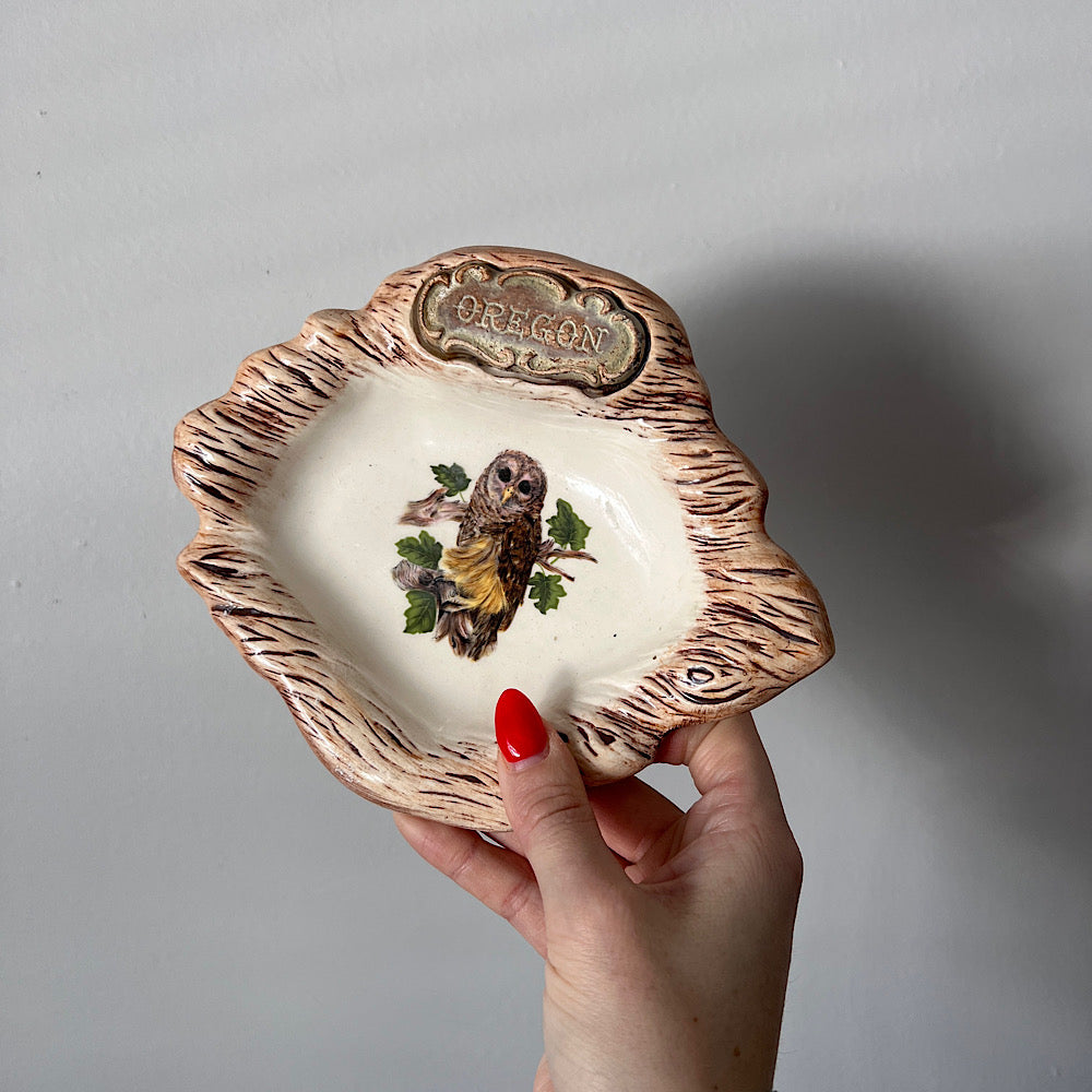 Vintage Treasure Craft Oregon Owl Trinket Dish