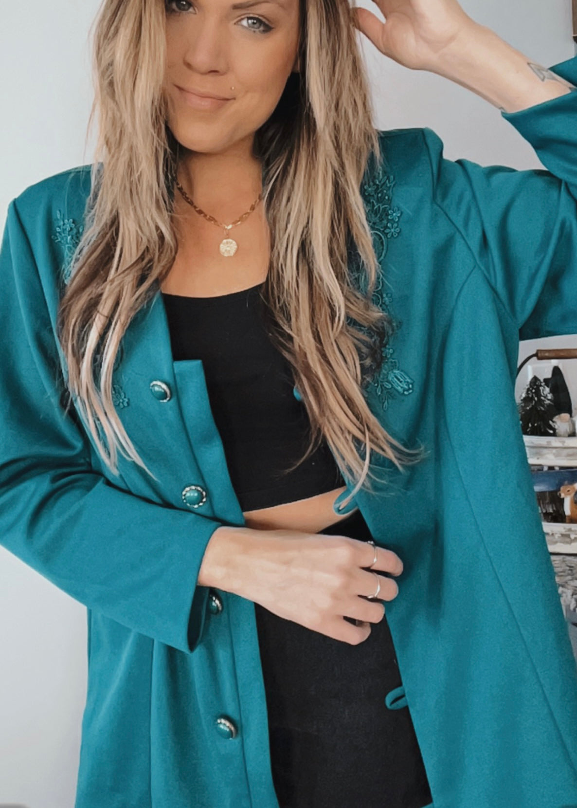 Vintage Teal Lightweight Blazer