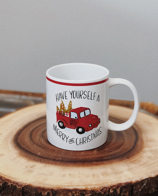 Merry Christmas Red Truck Mug