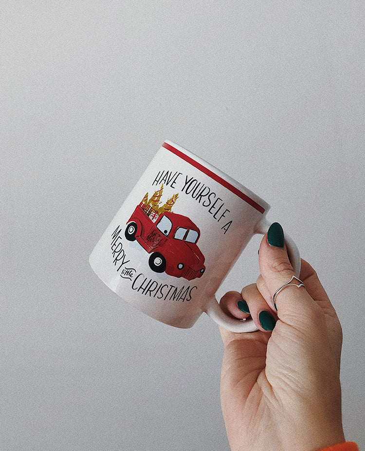 Merry Christmas Red Truck Mug