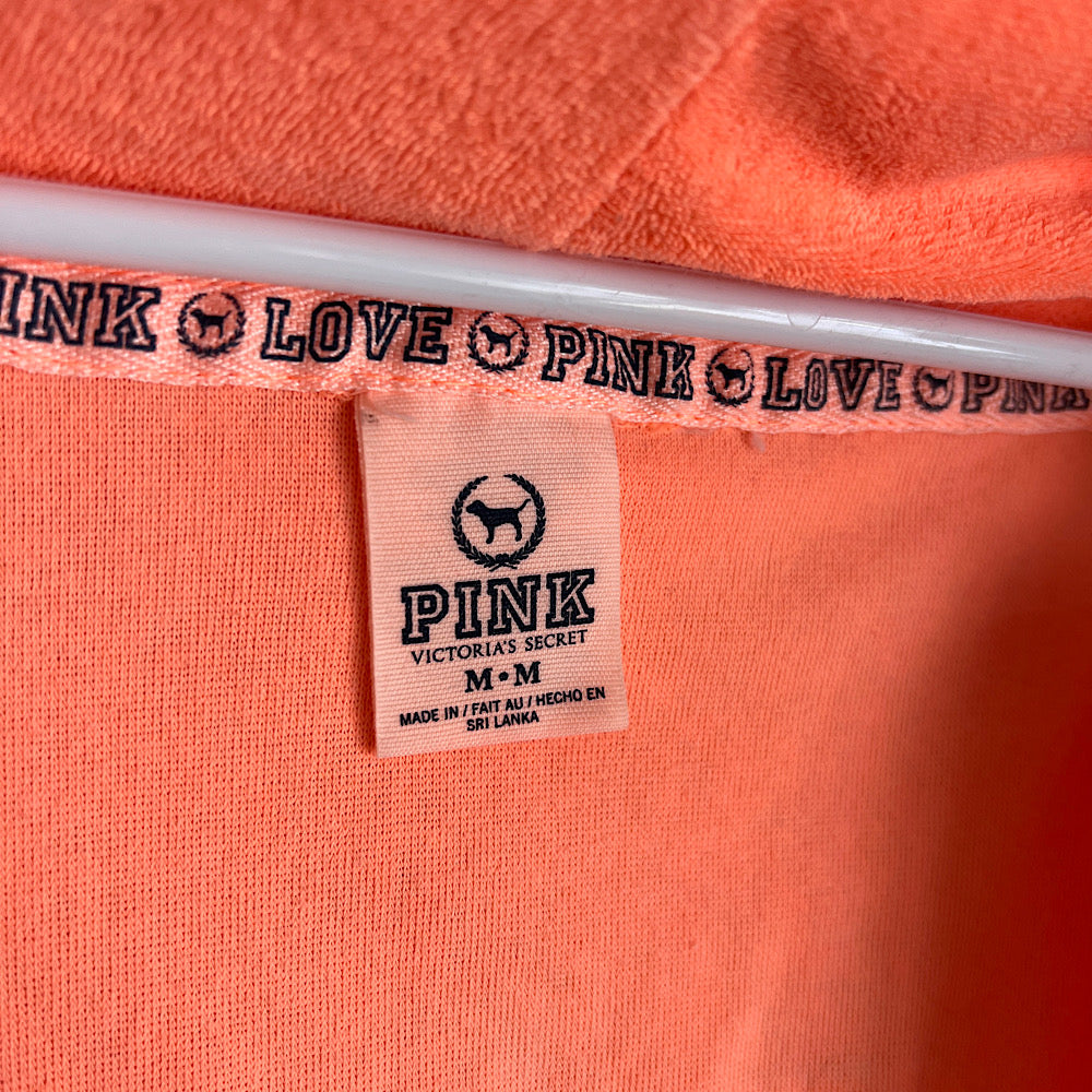 Vintage ('10) PINK Terry Zip Hoodie Neon Orange & Gold Foil