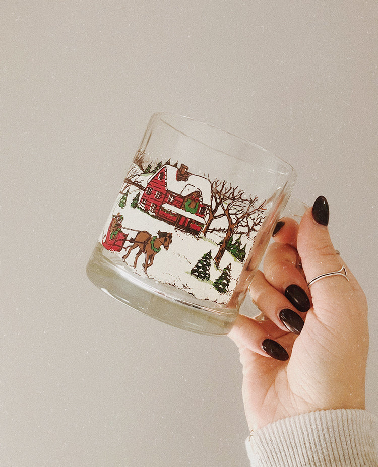Vintage Christmas Glass Mugs (Set of 2)