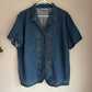 Vintage Elisabeth Floral Embroidered Denim T-Shirt Button Up