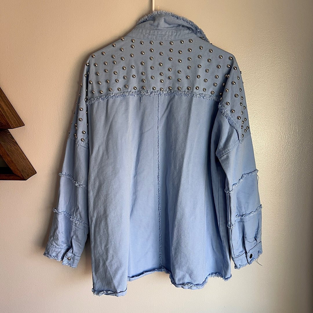 Fantastic Fawn Periwinkle Oversized Studded Jacket