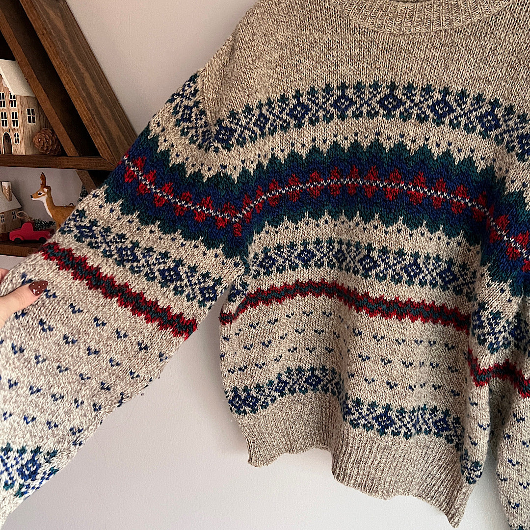 Vintage Fair Isle Wool Knit Sweater