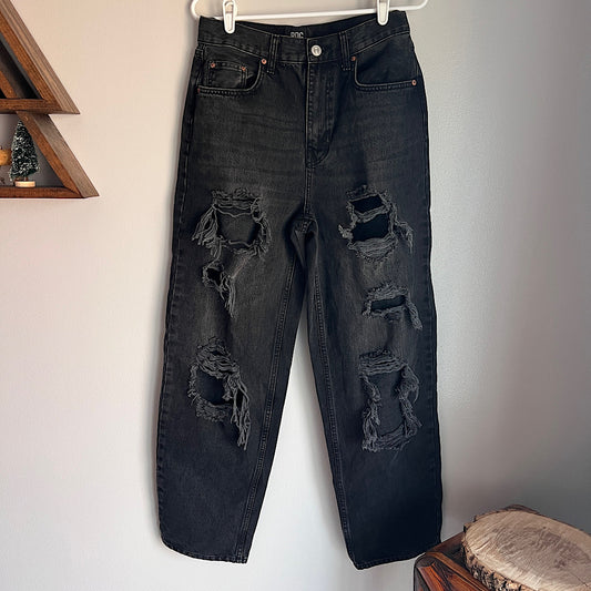 BDG Urban Outfitters High Rise Baggy Distressed Black Jeans (29)