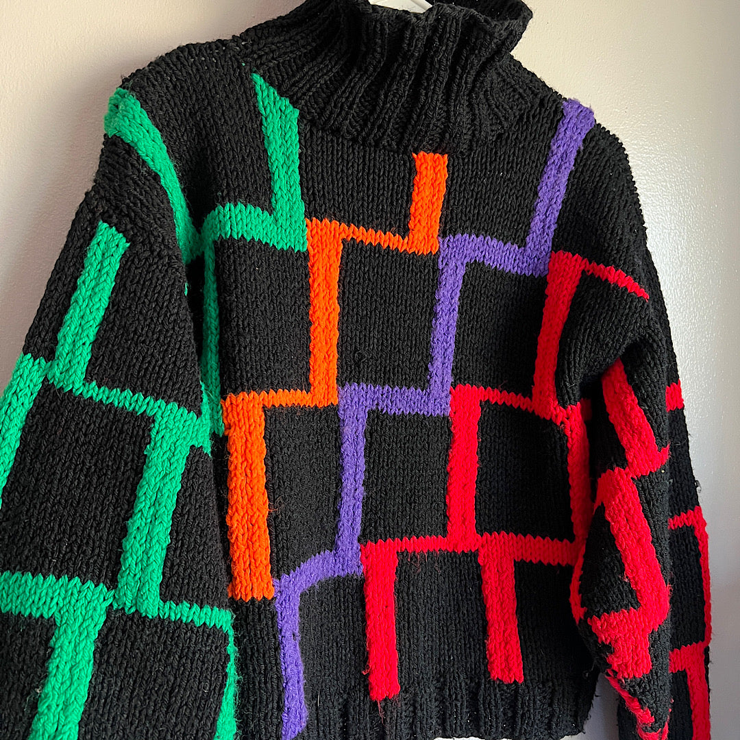Vintage Virginia King Original Geo Color Sweater