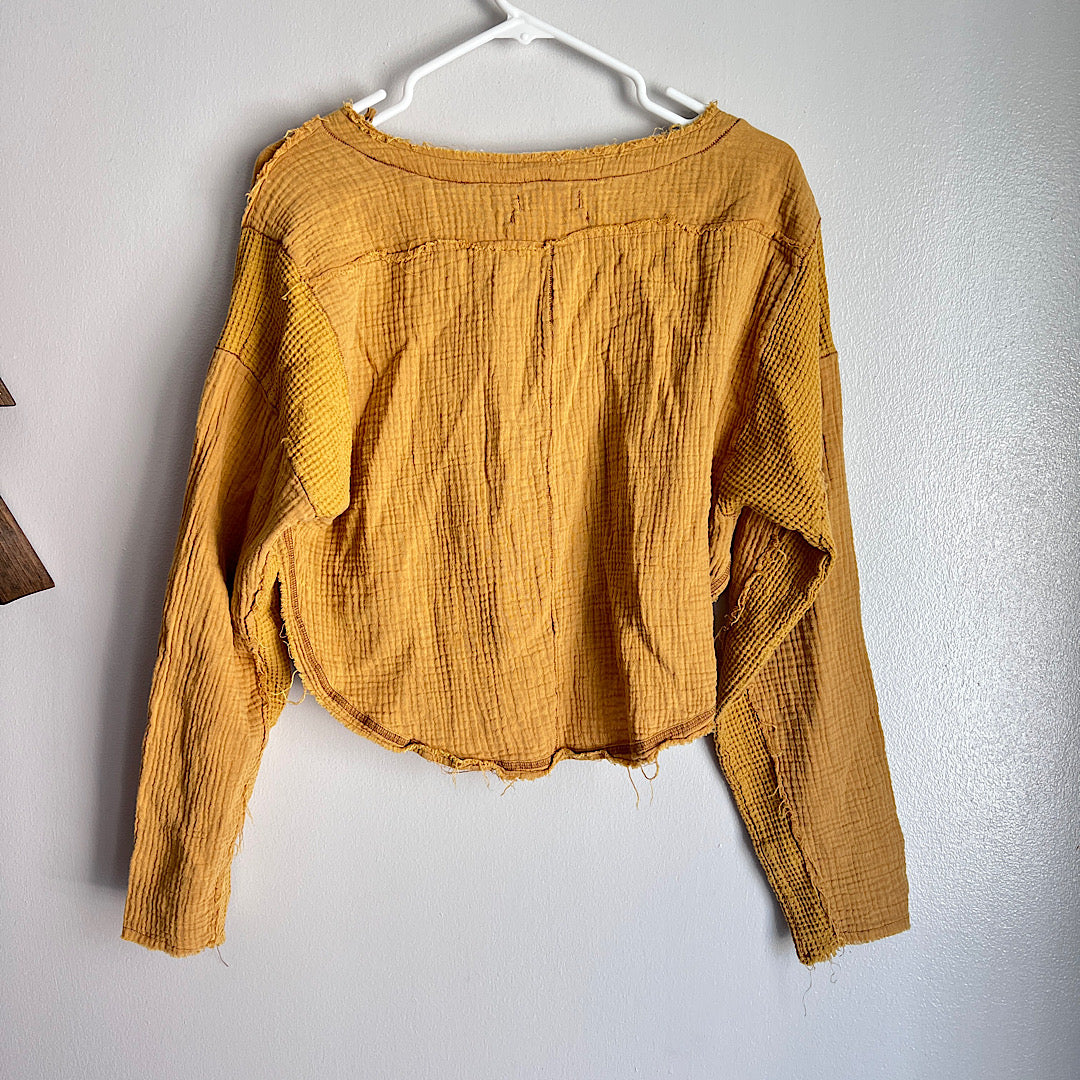 UO Mustard Cropped Long Sleeve