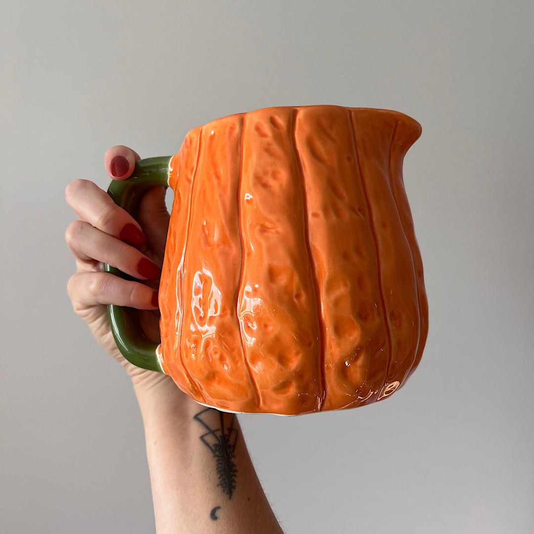 Jack o Lantern Pumpkin Ceramic Pitcher