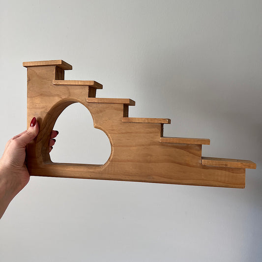 Vintage Wood Trinket Stair Step Shelf with Heart