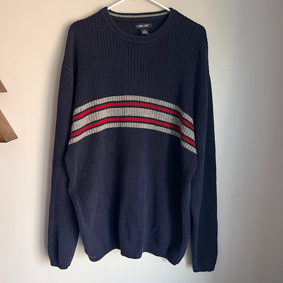 Vintage Cherokee Navy Striped Crewneck Sweater
