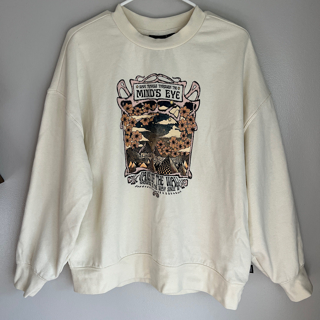 Vans Off The Wall Minds Eye Flower Cream Crewneck Sweatshirt