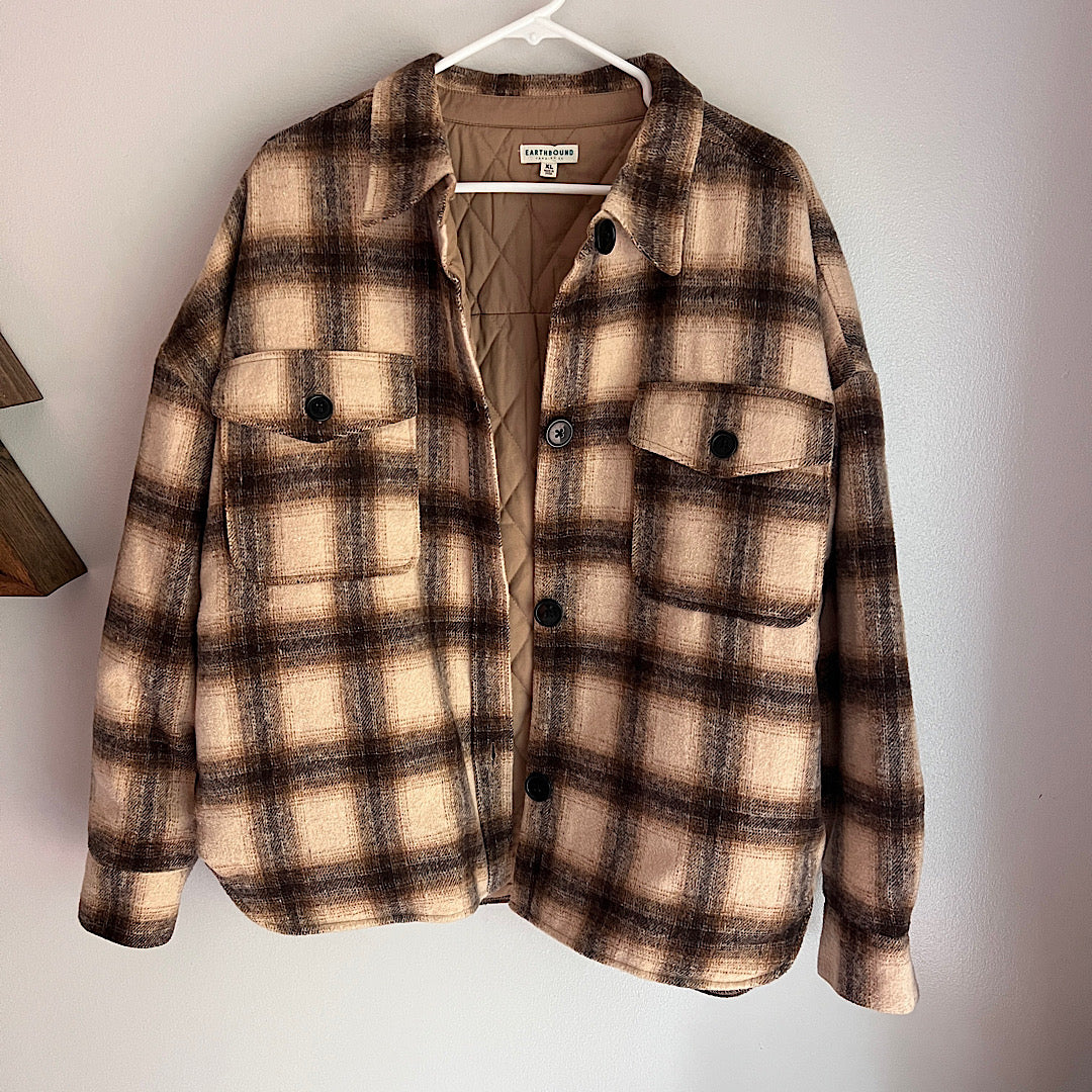 Earthbound Trading Co Quilted Lining Heavy Shacket