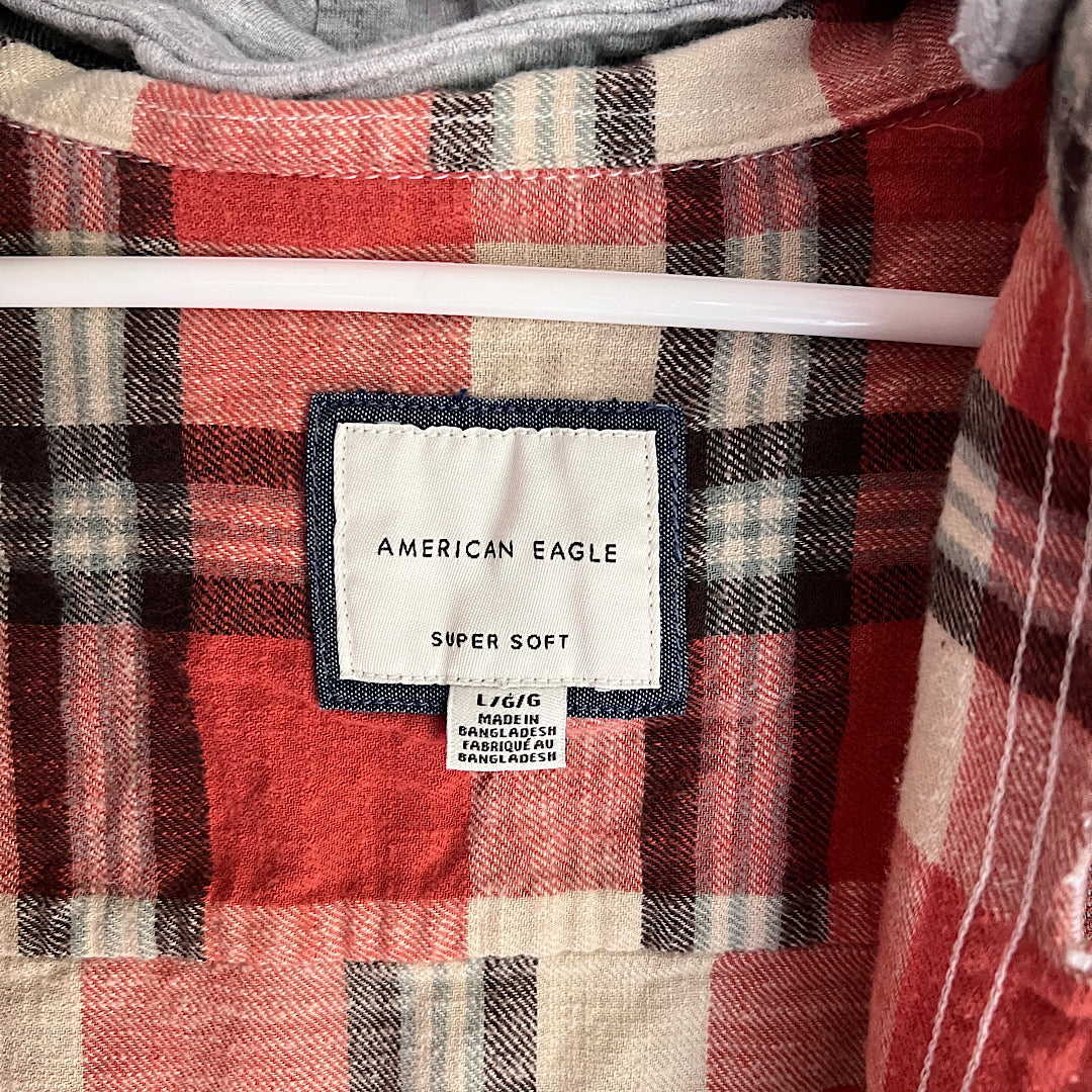 American Eagle Removable Hood Flannel